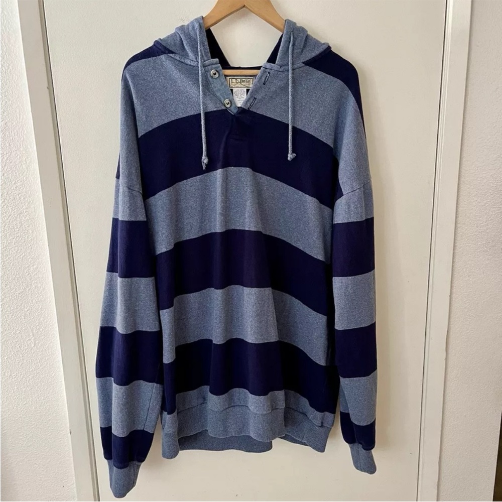 L.L. Bean Blue Striped Hoodie Size XLT